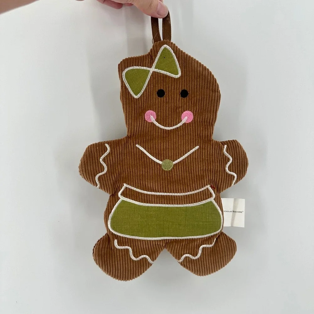 St Nicholas Square Gingerbread Girl Pot Holder Brown Corduroy Christmas Kitchen